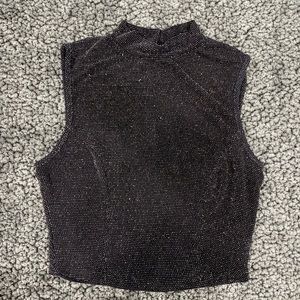 Womens A'GACI Stardust Disco High Neck Crop Top Size L